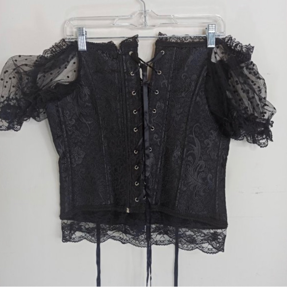 Adore Me Black lace corset Front and Back Short Sleeve Size 0X